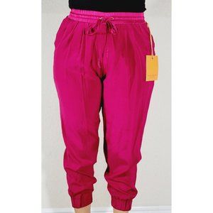 Ramy Brook Crop Jogger Pants Women's Medium Dark Fuchsia Drawstring New